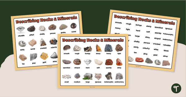 Image of Describing Rocks and Minerals Chart Pack