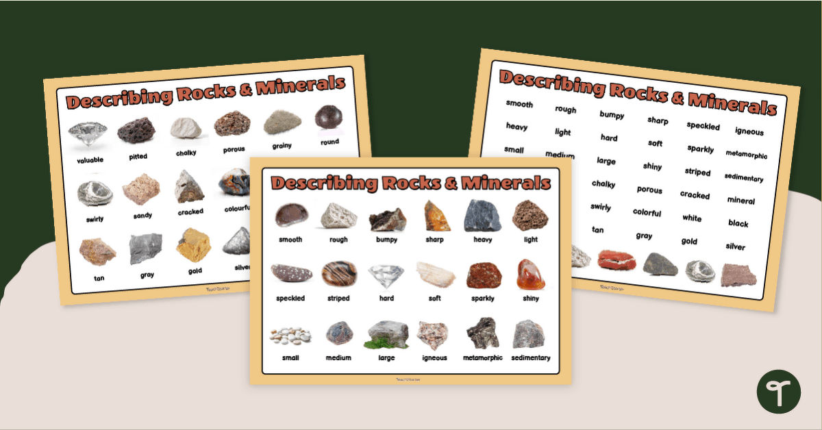 Describing Rocks and Minerals Chart Pack teaching resource