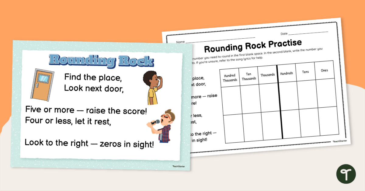 Rounding Poster and Worksheet Set (Rounding Rock) teaching resource