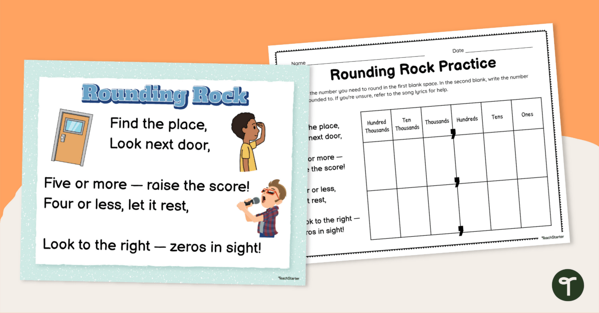 Rounding Poster and Worksheet Set (Rounding Rock) teaching resource