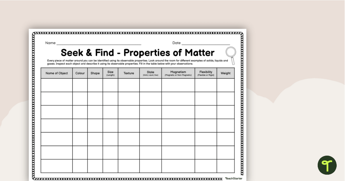 Year 5 Properties of Matter Activity - Scavenger Hunt teaching resource