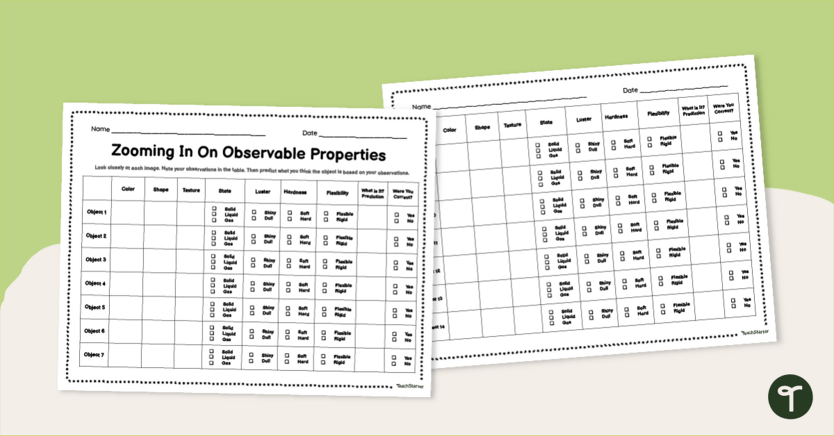 Characteristics of Matter Graphic Organizer teaching resource