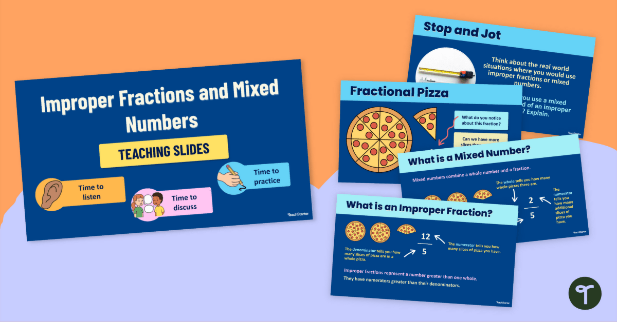 Improper Fractions and Mixed Number Practice (Teaching Slides) teaching resource