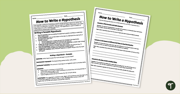 Go to Hypothesis Writing Practice Worksheet teaching resource