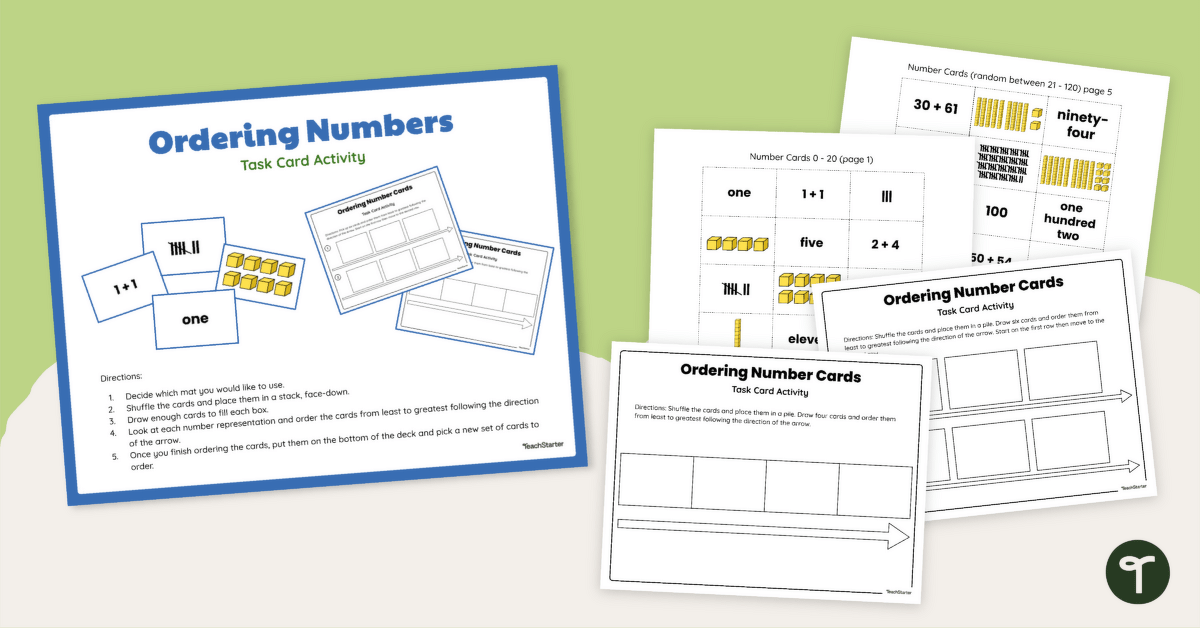 Ordering Numbers Kindergarten and 1st Grade Activity teaching resource