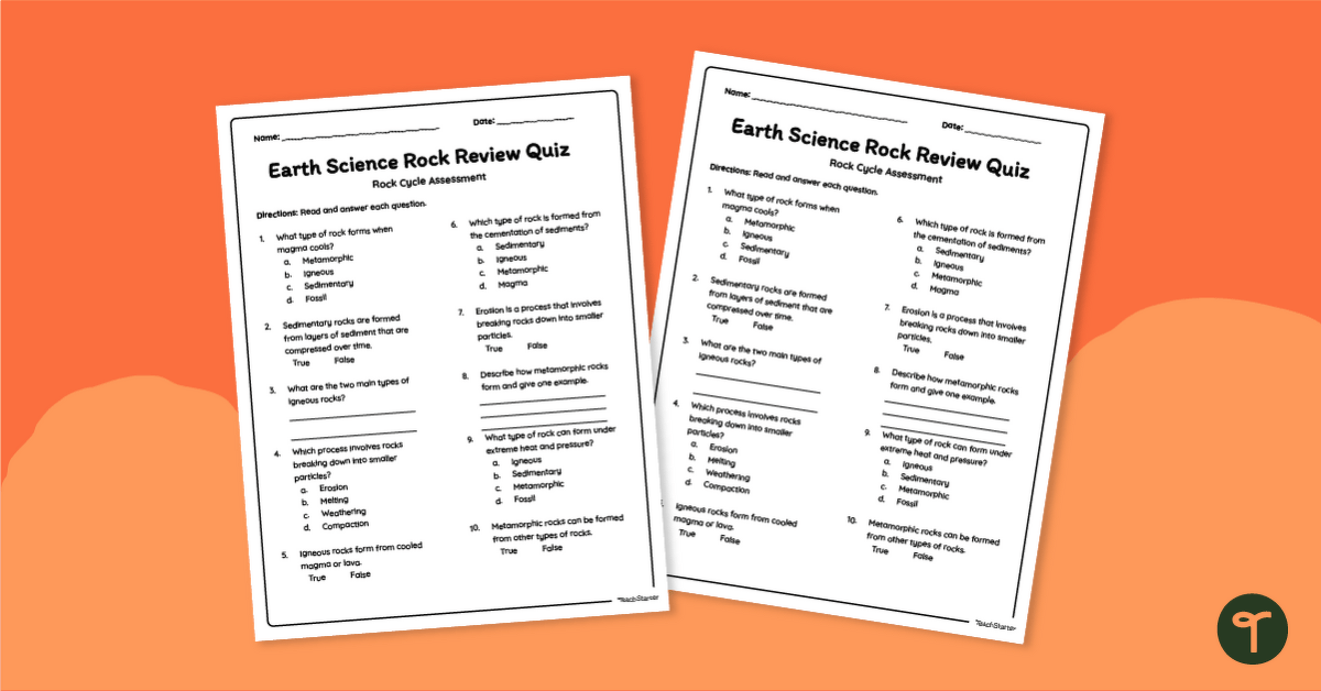 Earth Science - Rock Review Quiz teaching resource