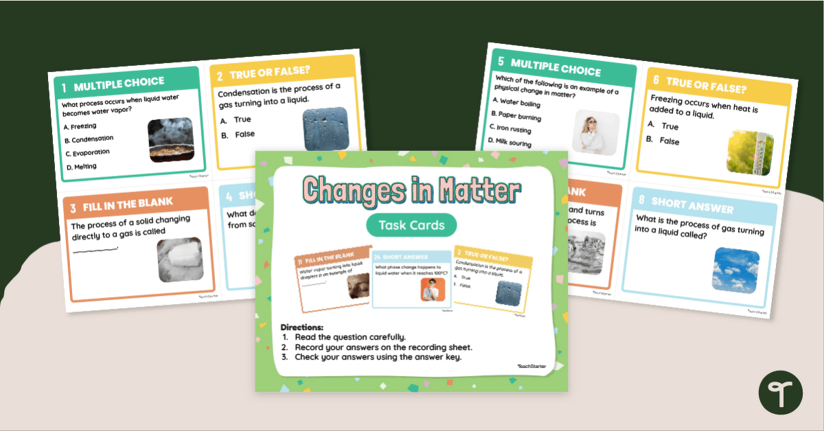 Kids’ Chemistry - Matter and Change Task Cards teaching resource