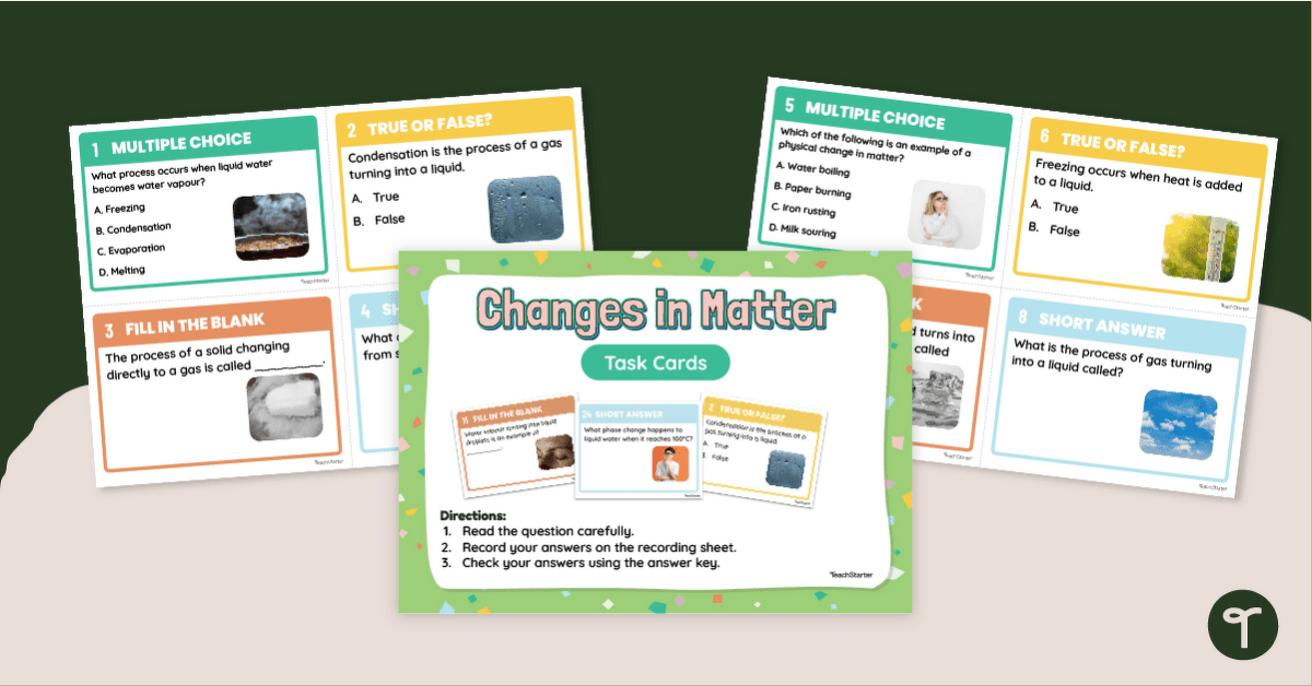 Kids’ Chemistry - Matter and Change Task Cards teaching resource