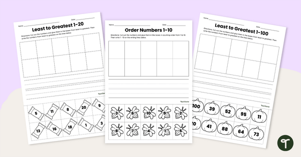 Go to Ordering Numbers Cut-and-Paste Worksheets teaching resource