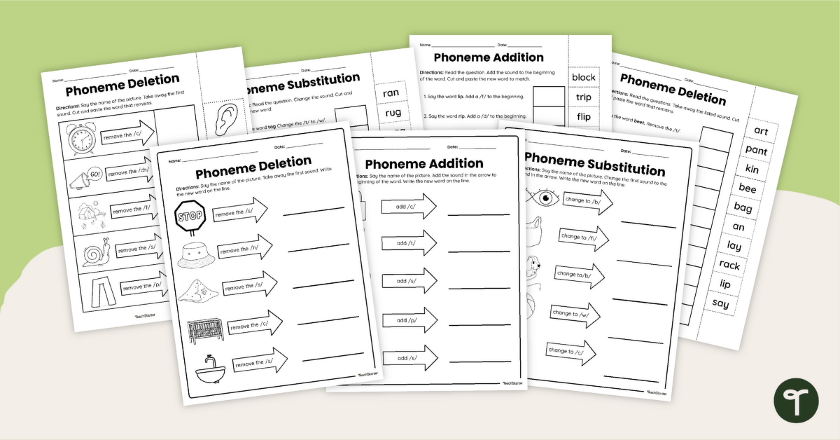 Phoneme  Manipulation Worksheet Pack teaching resource