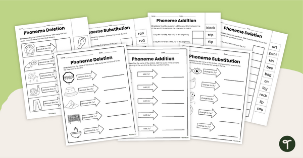 Image of Phoneme  Manipulation Worksheet Pack