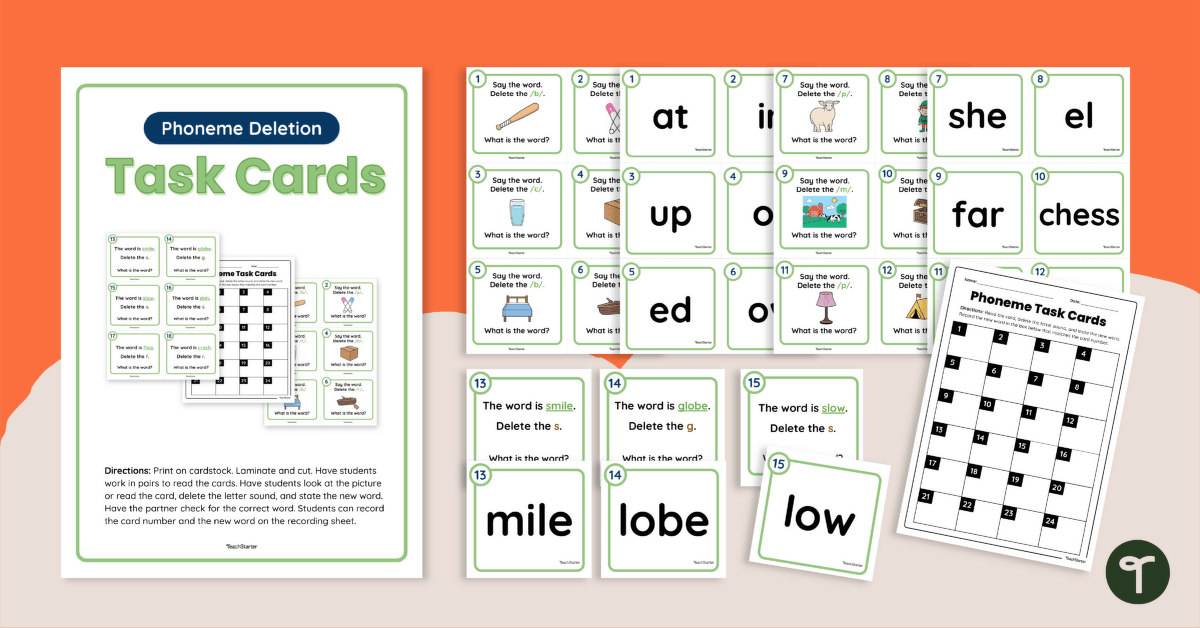 Phoneme Deletion Activity Task Cards | Teach Starter