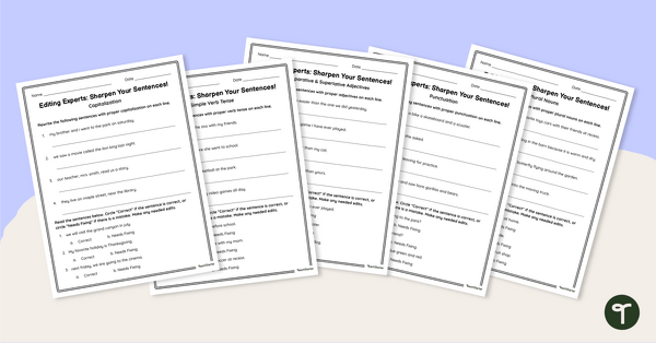 Go to Editing Sentences – 3rd Grade Worksheets teaching resource