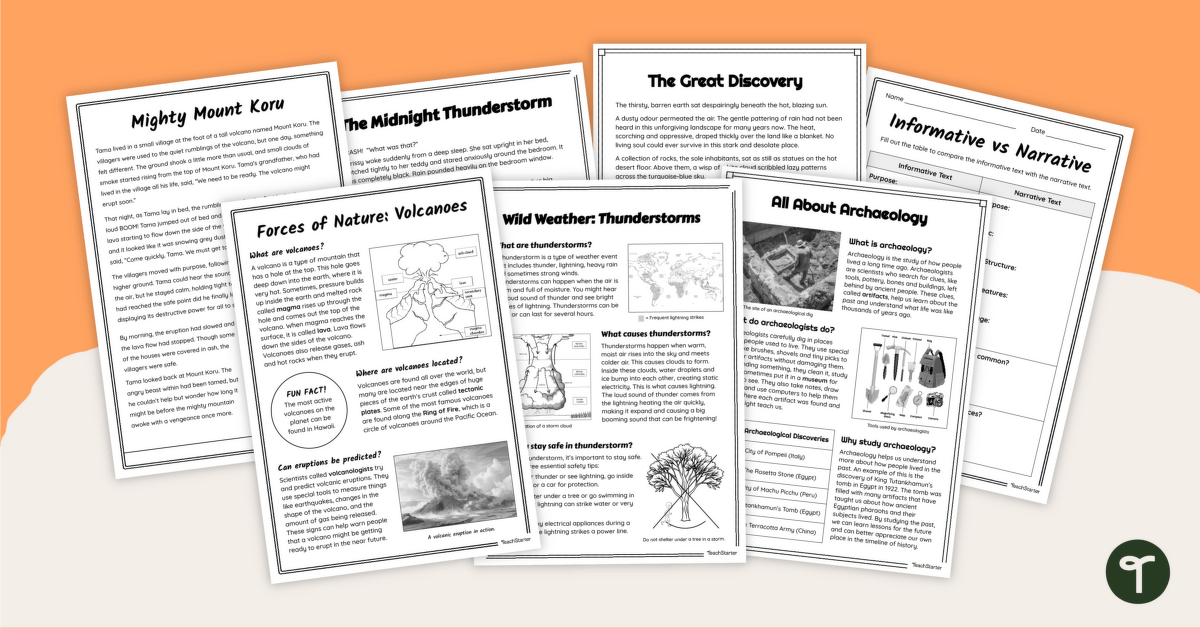 Comparing Narrative and Informational Text Worksheets teaching resource