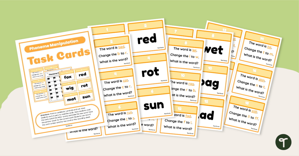 Phoneme Substitution Task Cards teaching resource