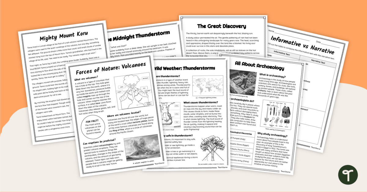 Comparing Narrative and Informational Text Worksheets teaching resource