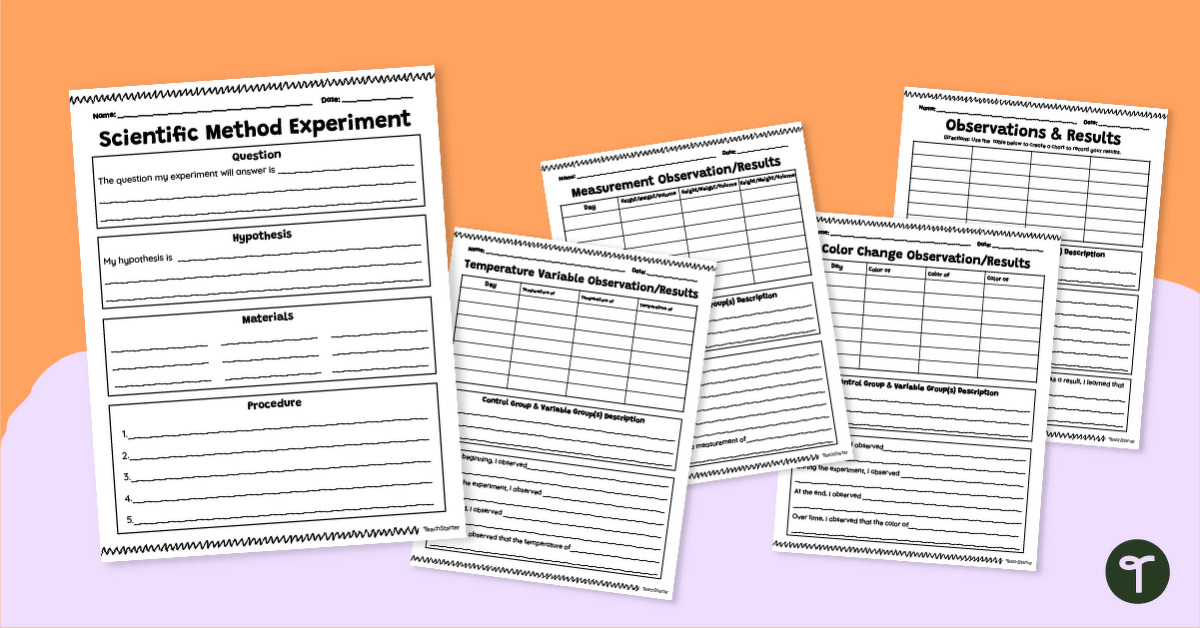 Scientific Method Experiment Observation Templates teaching resource