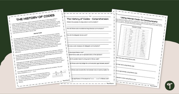 Go to The History of Morse Code - Comprehension Worksheet teaching resource