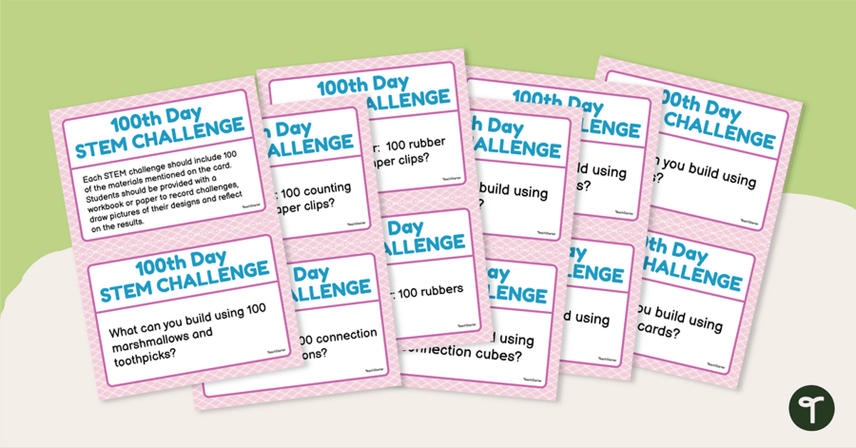 100th Day STEM Challenge Cards - Early Years teaching resource