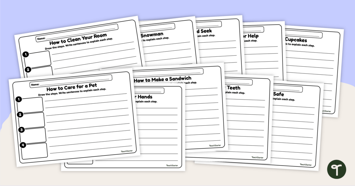 "How To" Procedural Writing Prompt Worksheets teaching resource