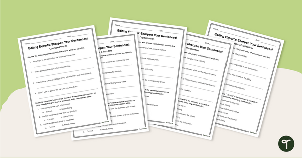 Go to Editing Sentences – 4th Grade Worksheets teaching resource