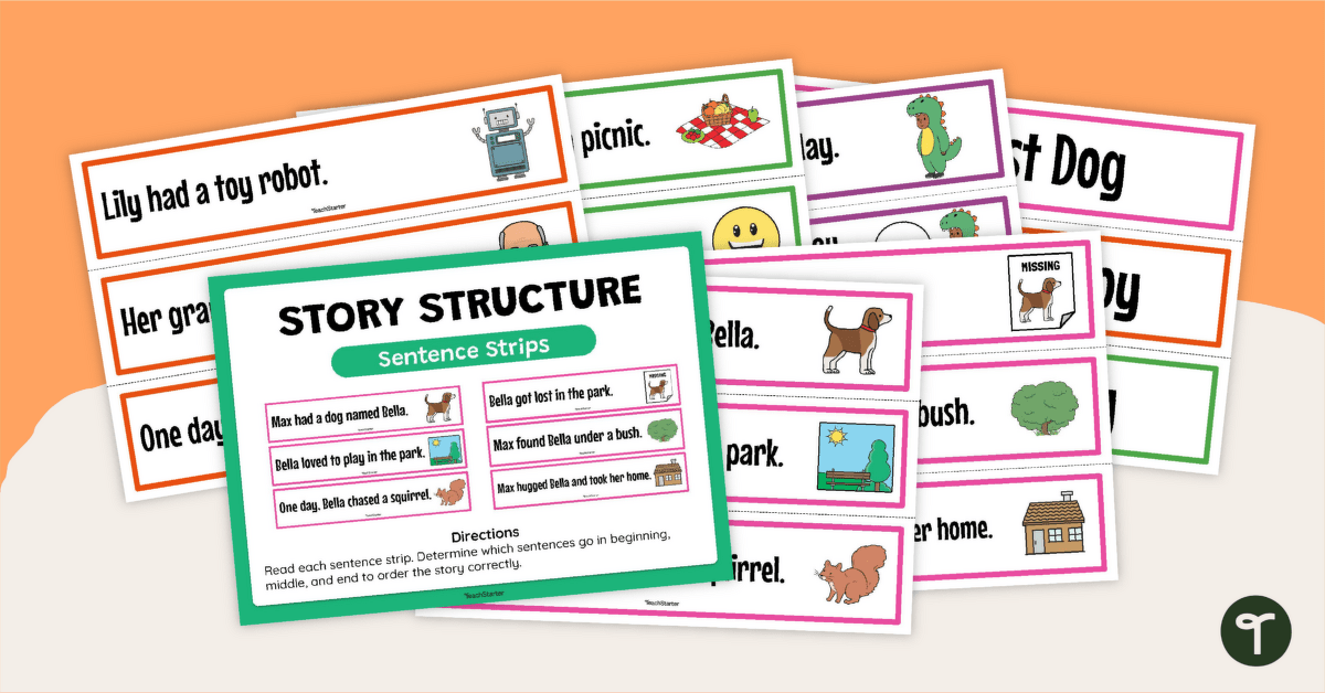 Story Structure Sentence Strips teaching resource