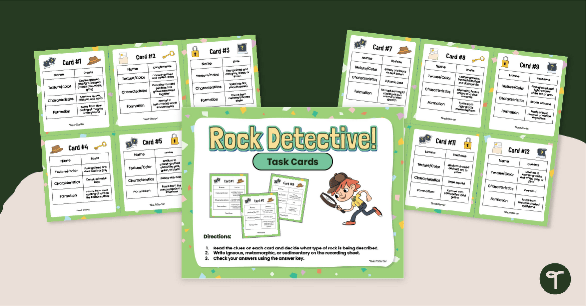 Rock Detective Task Cards - Classifying Rocks teaching resource