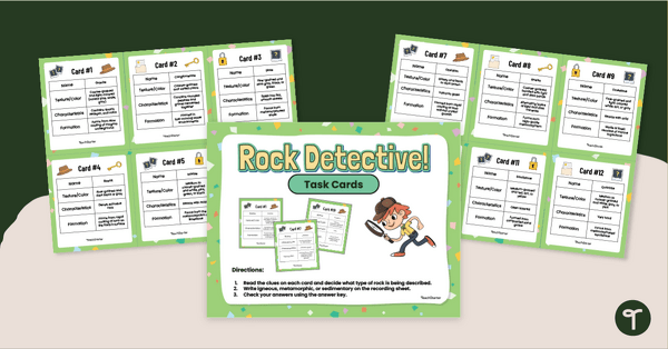 Go to Rock Detective Task Cards - Classifying Rocks teaching resource