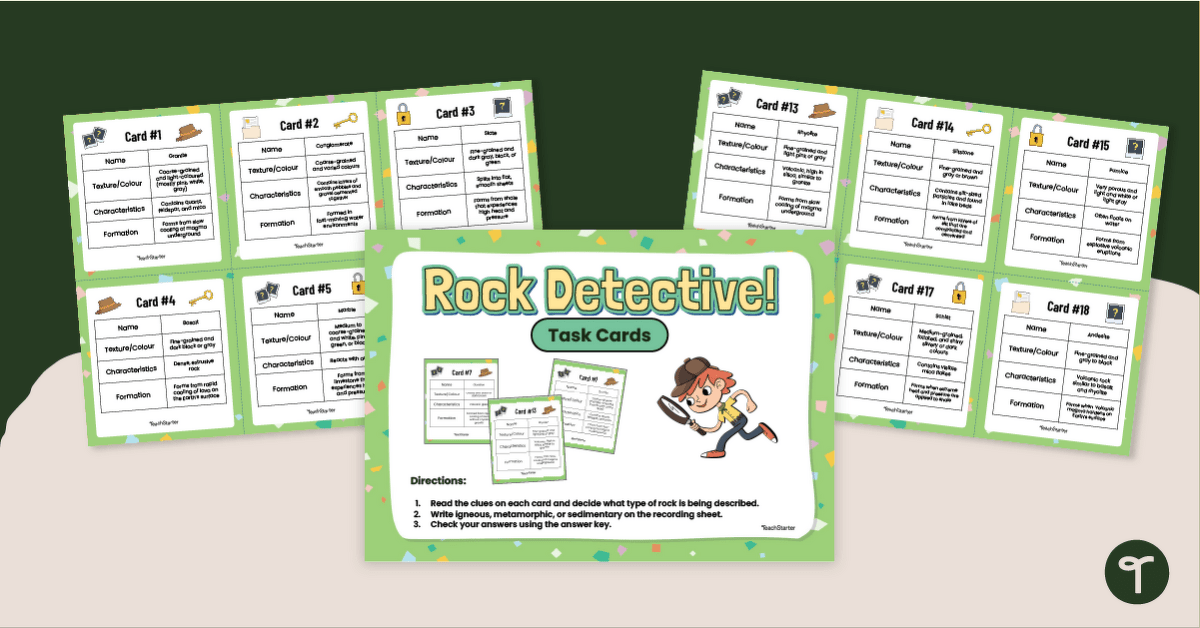 Rock Detective Task Cards - Classifying Types of Rocks teaching resource