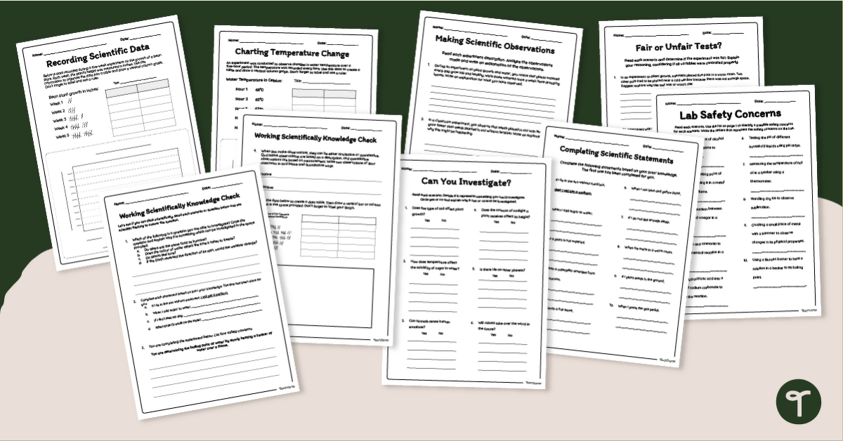 Working Scientifically - Skills for Science Inquiry Worksheet Pack teaching resource