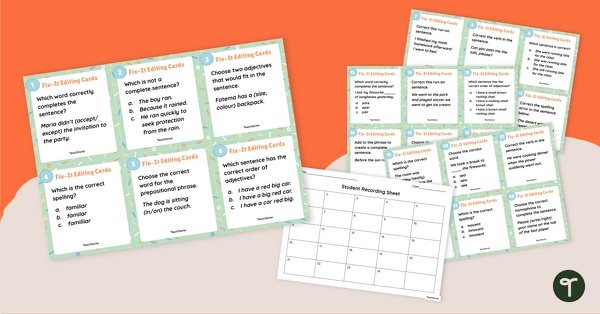 Go to Year 4 Grammar Review Task Cards teaching resource