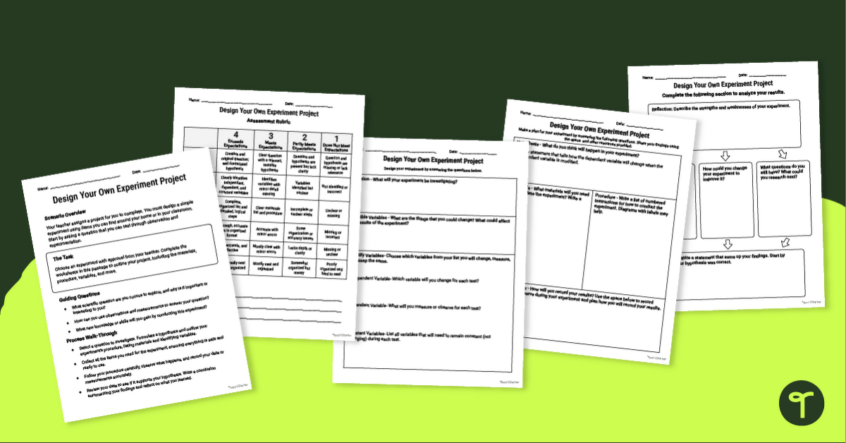 Design An Experiment Worksheet & Project Guide teaching resource