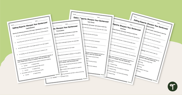 Go to Editing Sentences – Year 5 Worksheets teaching resource