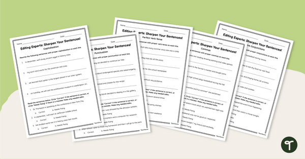 Go to Editing Sentences Worksheets – 5th Grade teaching resource