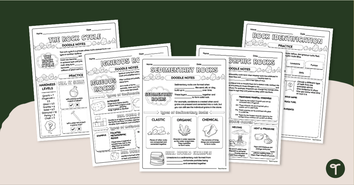 Guided Notes Template Pack - Rocks & The Rock Cycle teaching resource