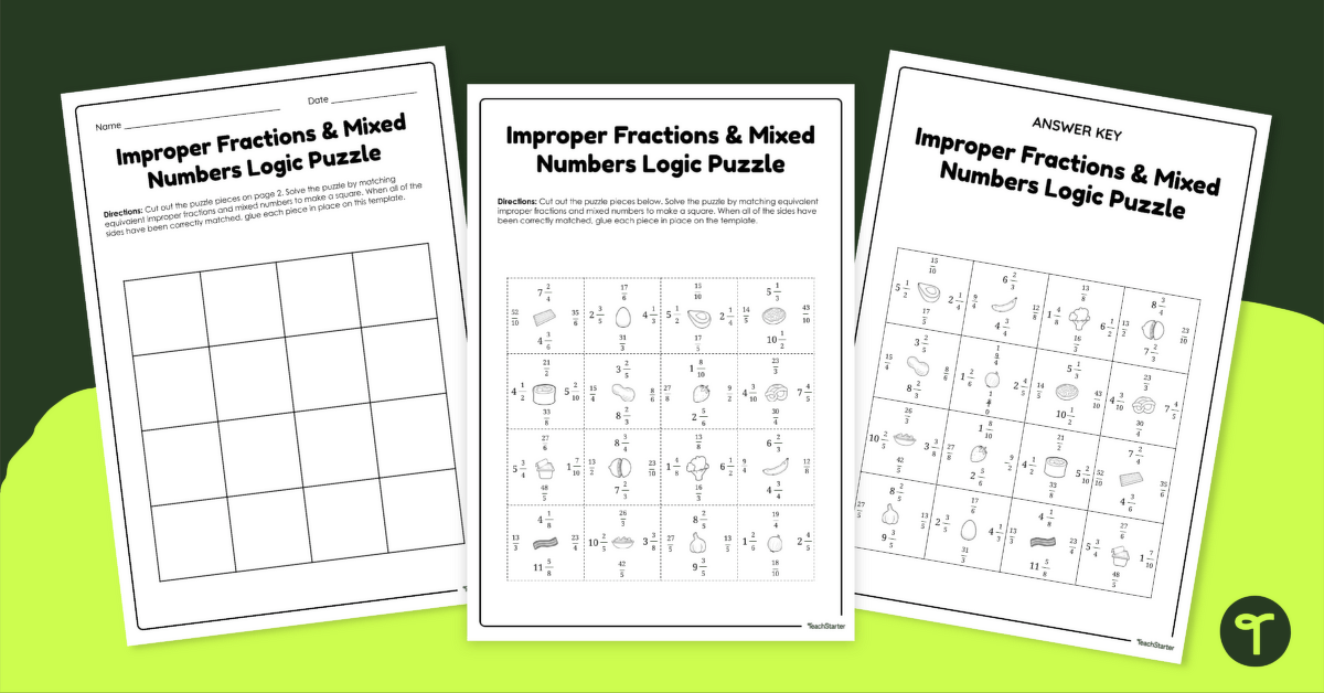 Improper Fraction to Mixed Number Activity teaching resource