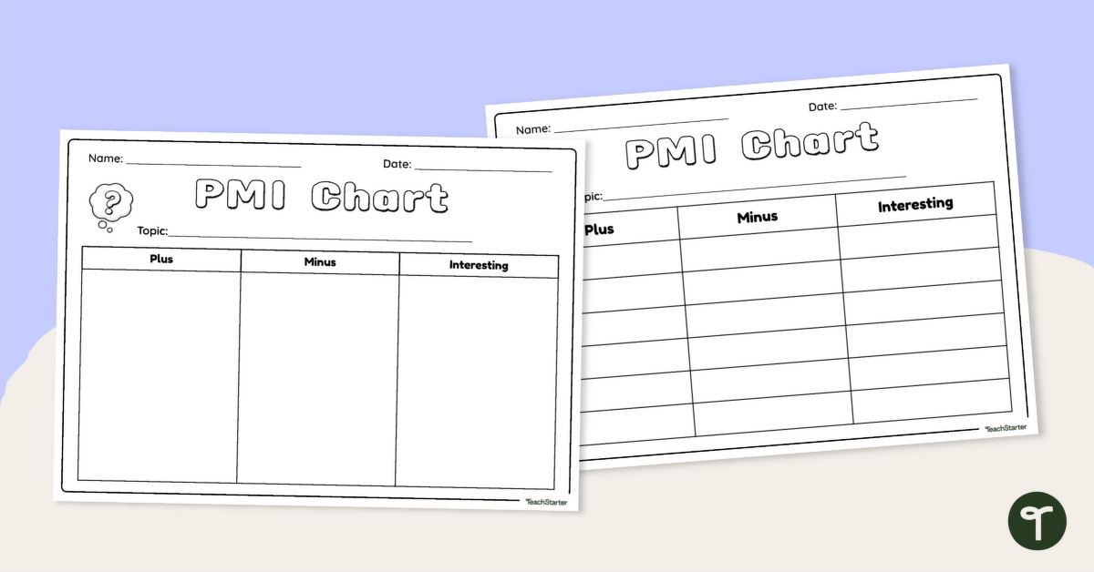 Plus Minus Interesting Chart teaching resource