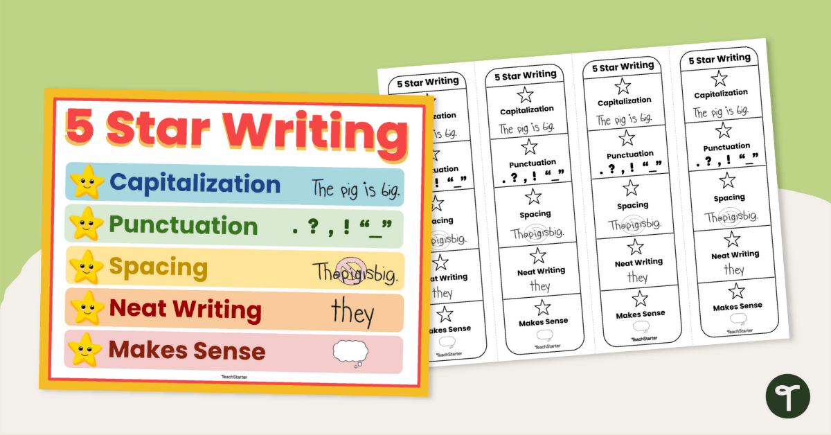 5 Star Writing Poster and Bookmark Set teaching resource