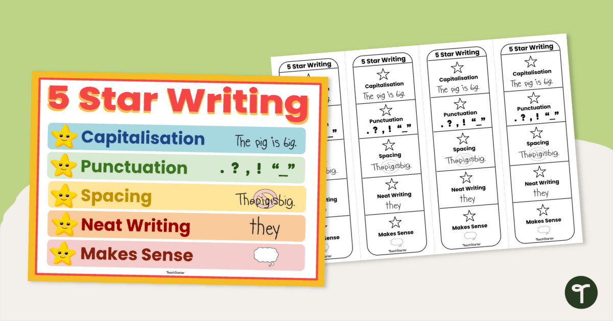 5 Star Writing Poster and Bookmark Set teaching resource