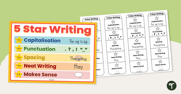 Go to 5 Star Writing Poster and Bookmark Set teaching resource