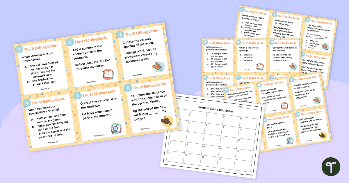 Year 6 Grammar Review Task Cards teaching resource