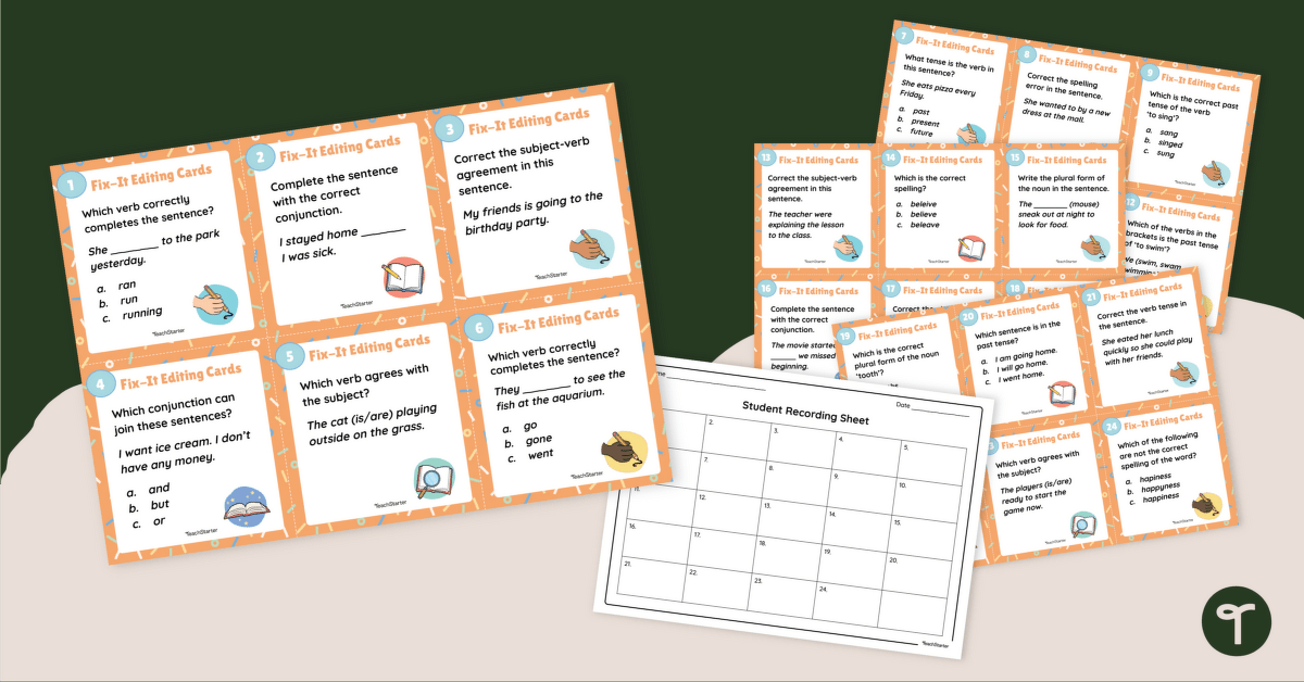 Year 3 Grammar Review Task Cards teaching resource