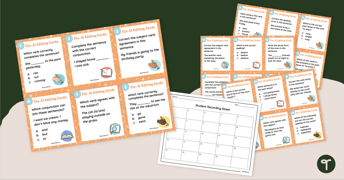 3rd Grade Grammar Review Task Cards teaching resource