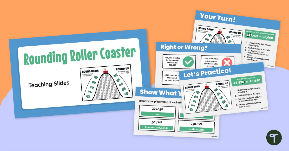 Rounding Numbers PPT — Rounding Roller Coaster Method teaching resource