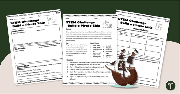 Go to Pirate Ship Building STEM Challenge (5-6) teaching resource