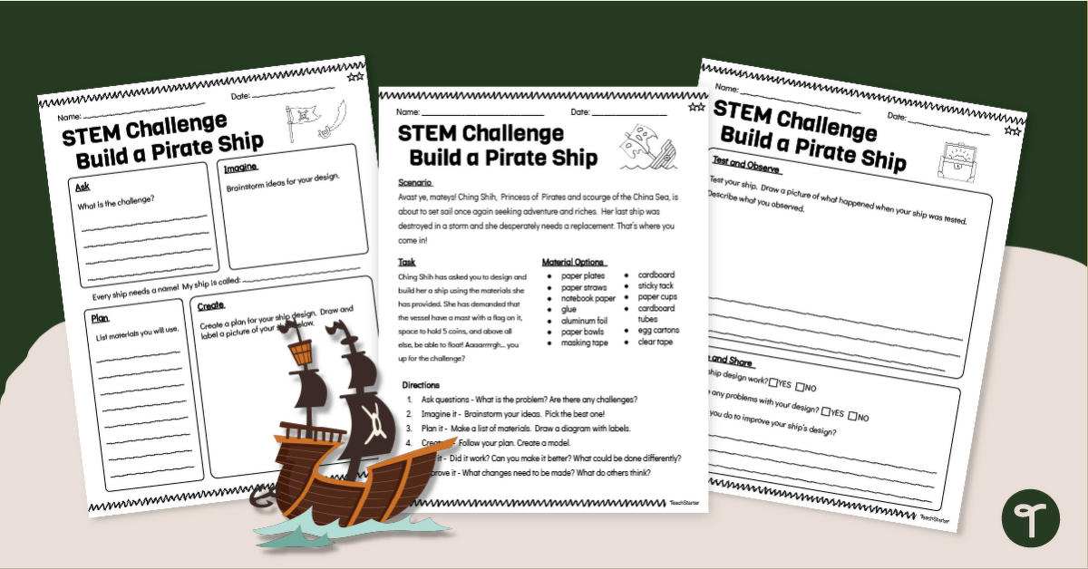 Design a Pirate Ship - STEM Science Project (3-4) teaching resource