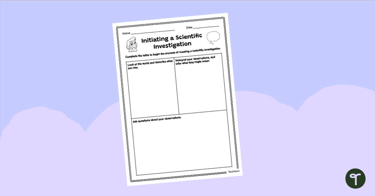 Starting a Scientific Investigation Worksheet teaching resource