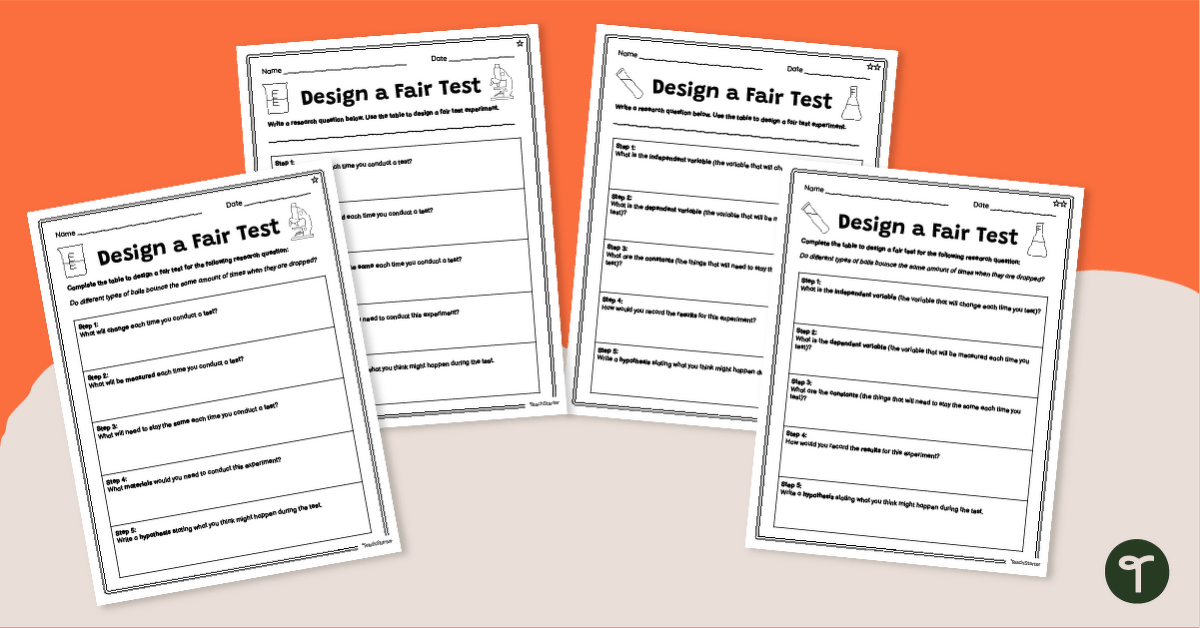 Fair Testing in Science - Differentiated Experimental Design Worksheets teaching resource