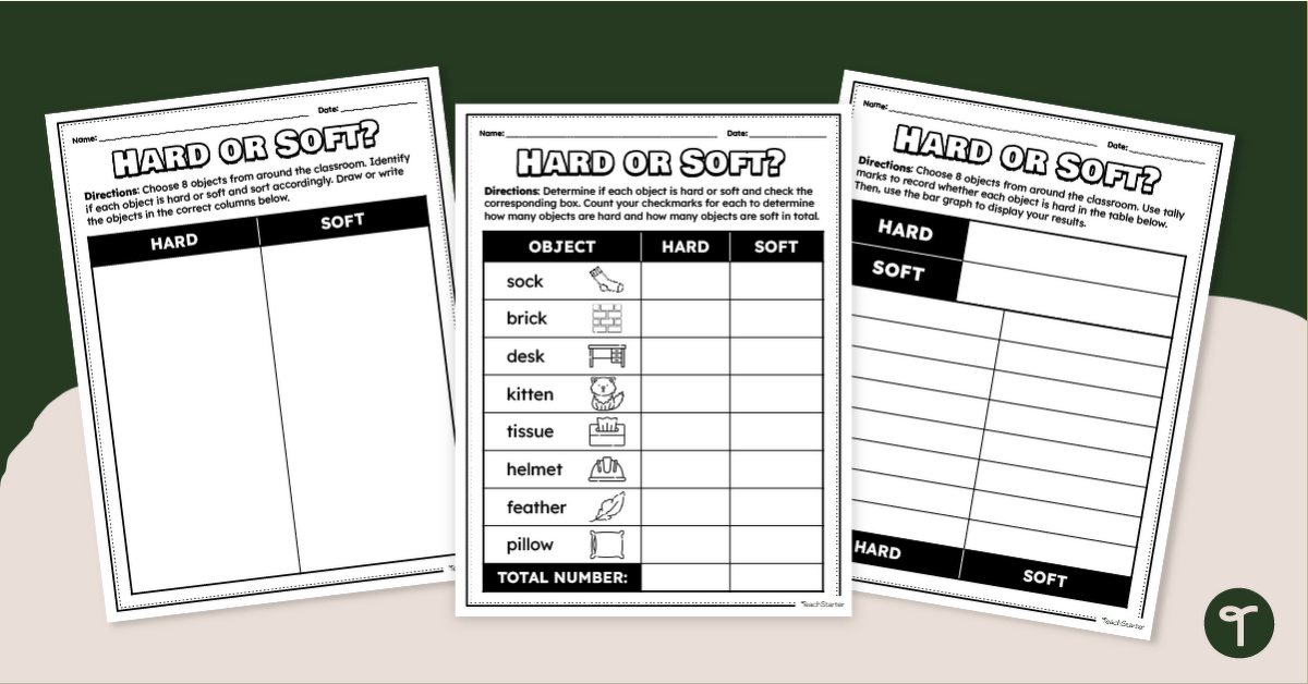 Hard or Soft? Describing Matter Activity Sheets (F-1) teaching resource