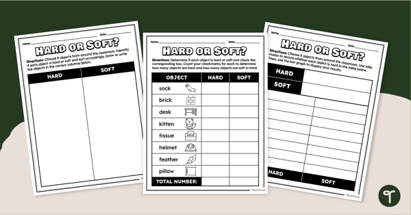 Go to Hard or Soft? Describing Matter Activity Sheets (F-1) teaching resource